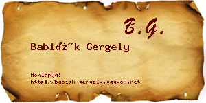 Babiák Gergely névjegykártya